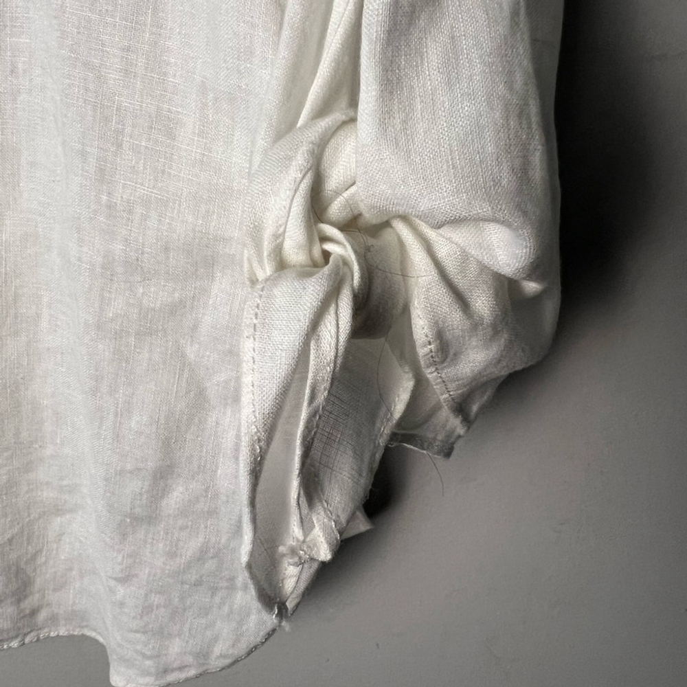 laju White Off-Shoulder Linen Blouse Classic Timeless Neutral Capsule - Picture 4 of 8